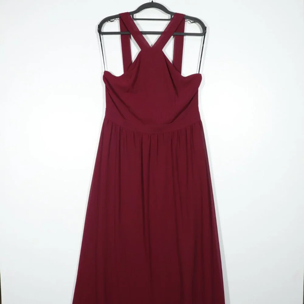 NWOT Lulus Air Of Romance Burgundy Maxi Dress Red Size X-Large - Picture 6 of 16